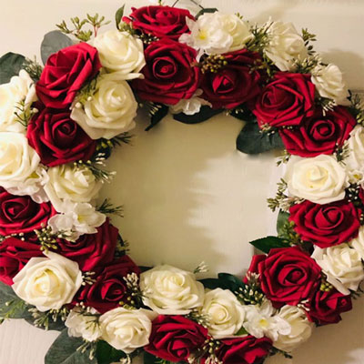 "Flower Arrangement with Red and White Roses - Click here to View more details about this Product